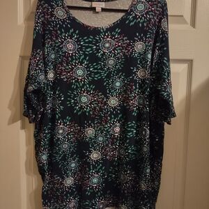LuLaRoe Navy and Green Floral Blouse